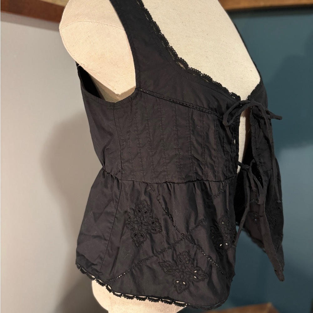 American Eagle Outfitters Black Lace-Up Vest